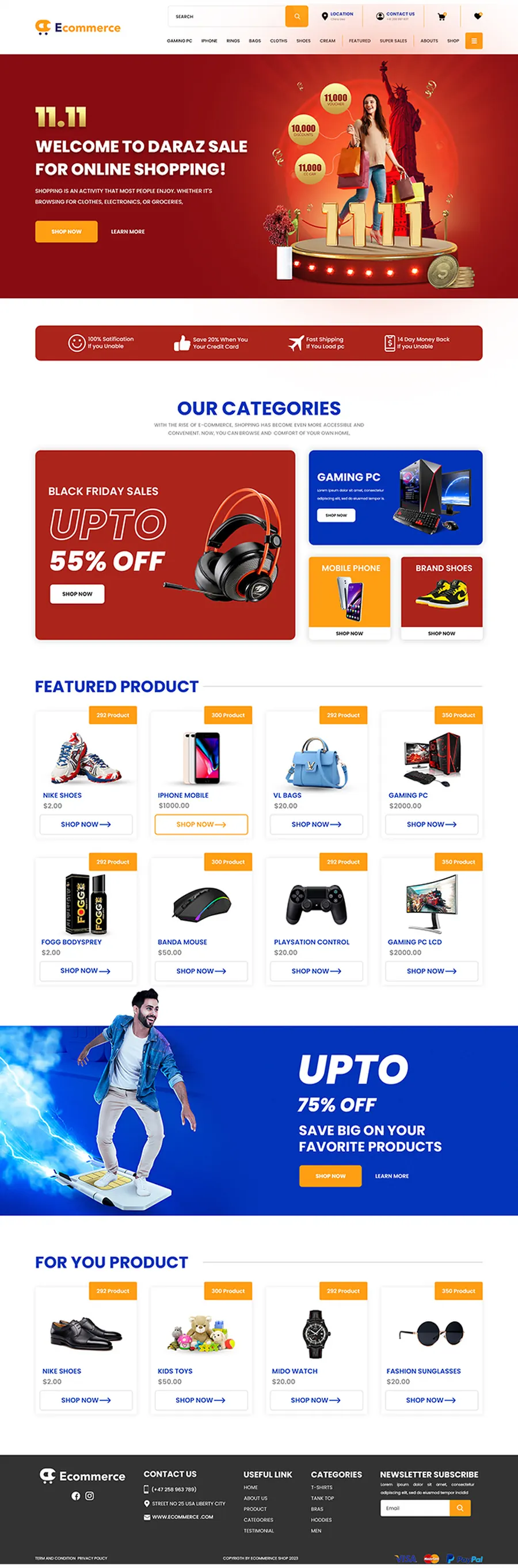 Ecommerce online shopping store website design