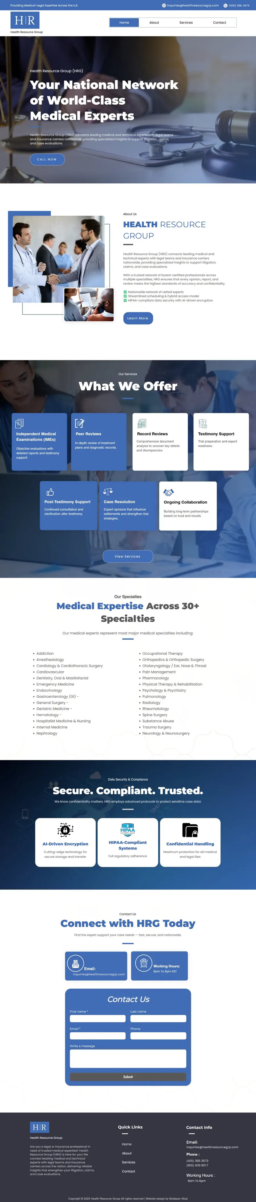 Health Resource Group professional services website design