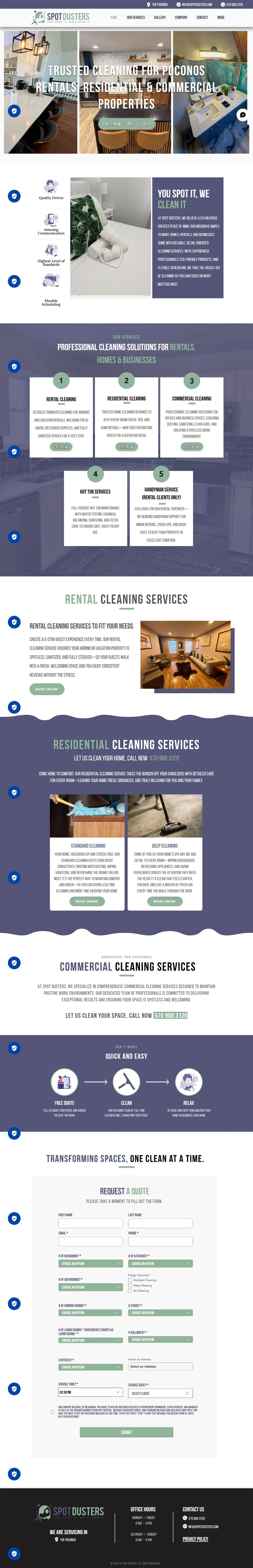 Spot Dusters cleaning service website design
